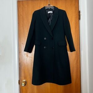 MANGO Women’s Wool Blend Long Coat, Deep Green, Size XS